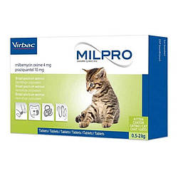 Протипаразитний препарат для кошенят - Пігулки Virbac (Вірбак) Milpro (Мільпро) - Єфективний антигельмінтик 4 шт.