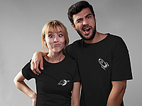 Парные футболки для парня и девушки "Ракета / Планета"
