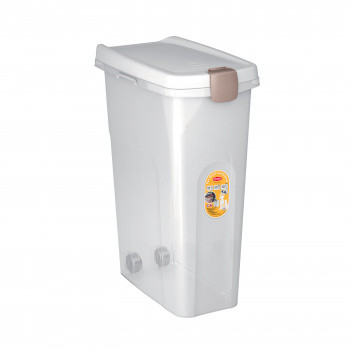 Контейнер для зберігання сухого корму Stefanplast (Стефанпласт) Pet food Container 40л (15кг) білий/прозорий