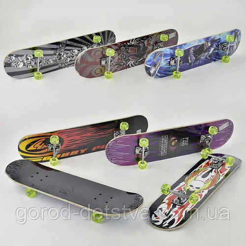 Дитячий дерев'яний скейт F 22226, PU колеса діаметром 5 см, китайський клен, підшипники ABEC-5, в кульку, фото 1