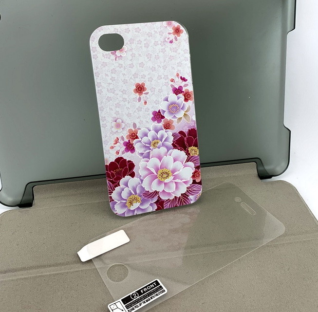 Чохол на iPhone 4, 4s накладка на бампер Pictures протиударний пластик з принтом + захисна плівка