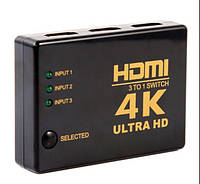 HDMI свитч 4K переключает с 3 входов ->1 экран ТВ switcher свич UH-301