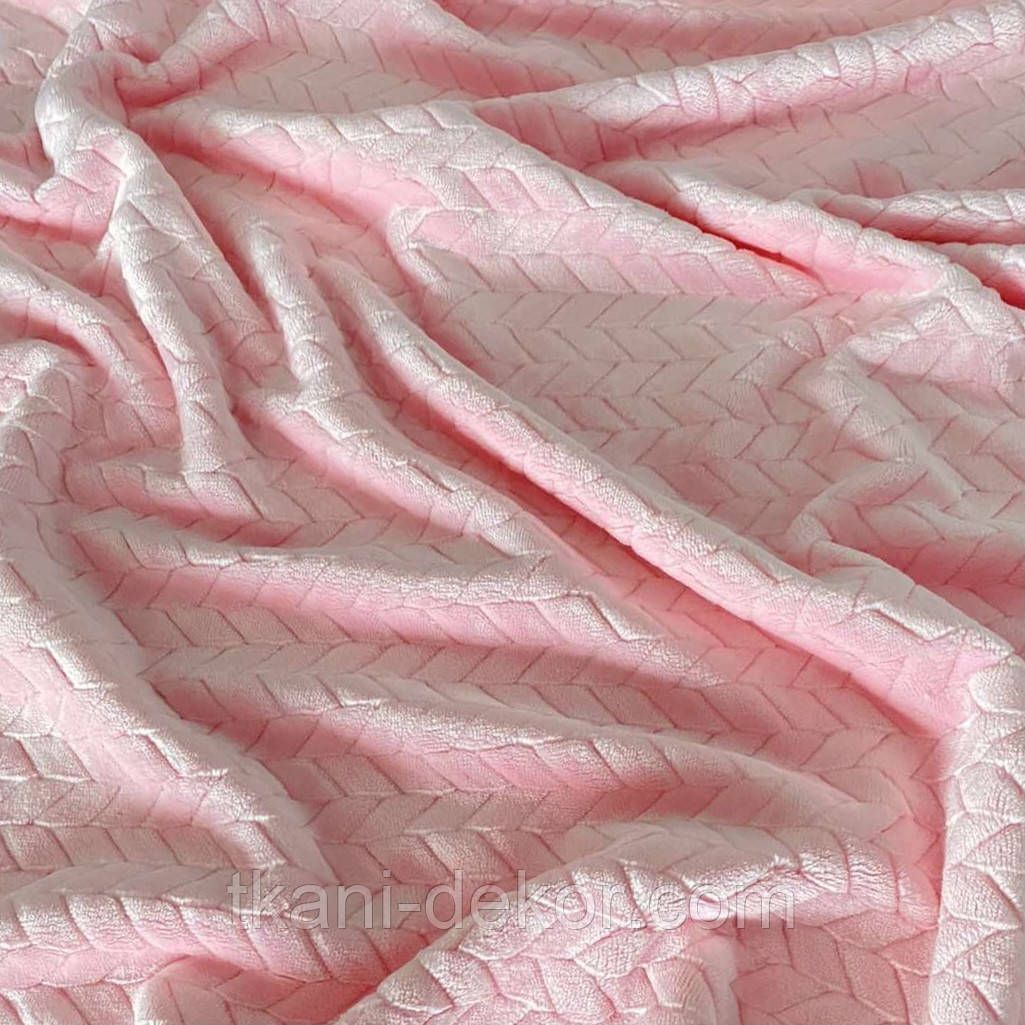 Тканина плюшева Minky світло- рожевого кольору (косичка)