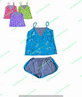 Трикотажная женская пижама майка - топ + шорты, комплект женский для дома (сна)