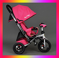 Детский трехколесный велосипед коляска Baby Trike 698С с игровой панелью и лежачим положением Розовый