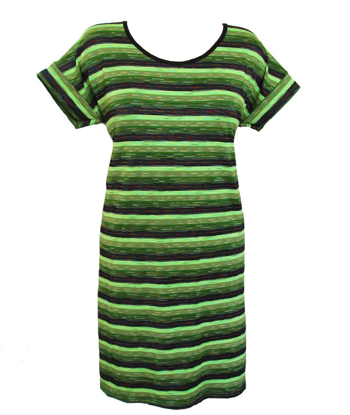 Літнє жіноче плаття з кишенями в смужку (зелене), трикотажна туніка жіноча