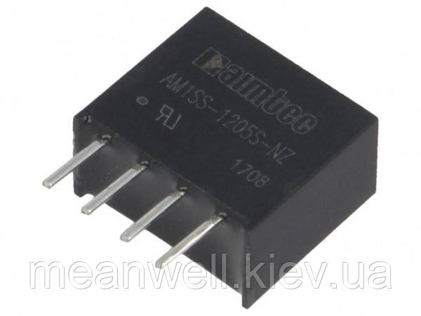 DC DC перетворювач AIMTEC AM1SS-1205S-NZ 1W, Vin 10.8-13.2V, Vout 5V, 200mA, Isolation (VDC) 1500, SIP