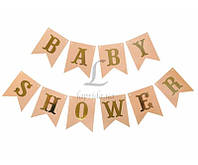 Гірлянда паперова "Бебі шауер", персикова, Гирлянда бумажная "Baby Shower"