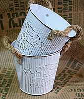 Кашпо ведерко металлическое Flowers