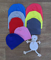 Детская шапка трикотажная однотонная (двухслойная), головные уборы для детей весна / осень (2-12 лет) девочка