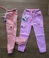 Дитячі джинси-джогери рожеві з кишенями для дівчинки Туреччина 6-7 років