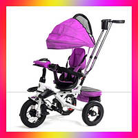 Детский трехколесный велосипед коляска Baby Trike 6699 с игровой панелью и поворотным сиденьем Фиолетовый