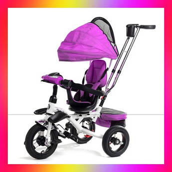 Дитячий триколісний велосипед коляска Baby Trike 6699 з ігровою панеллю та поворотним сидінням Фіолетовий