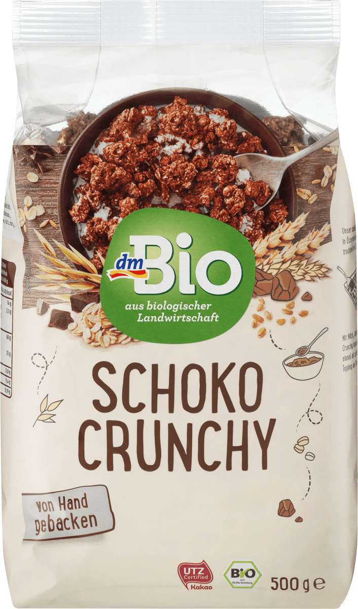 Органічні хрусткі шоколадні пластівці dm Bio Crunchy Schoko, 500 г, фото 1