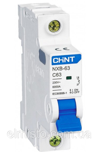 Модульний автоматичний вимикач CHINT Electric NXB-63 1P 50А 6кА х-ка C для кріплення на DIN-рейку