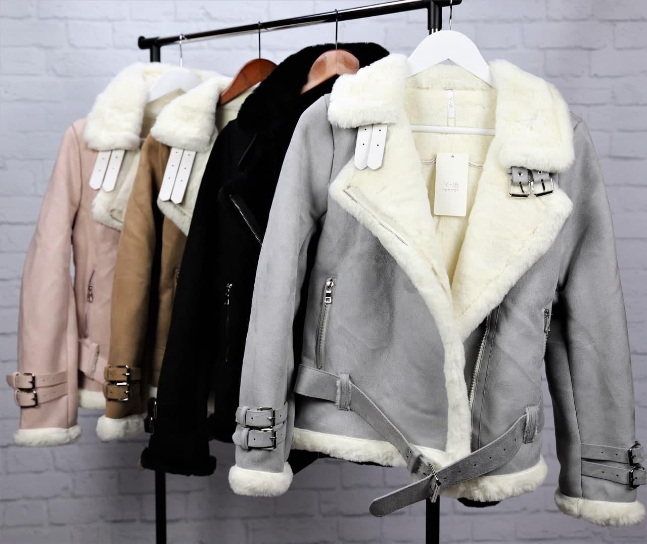 Жіноча стильна куртка-дубленка авіатор на овчині (4 кольори), фото 1