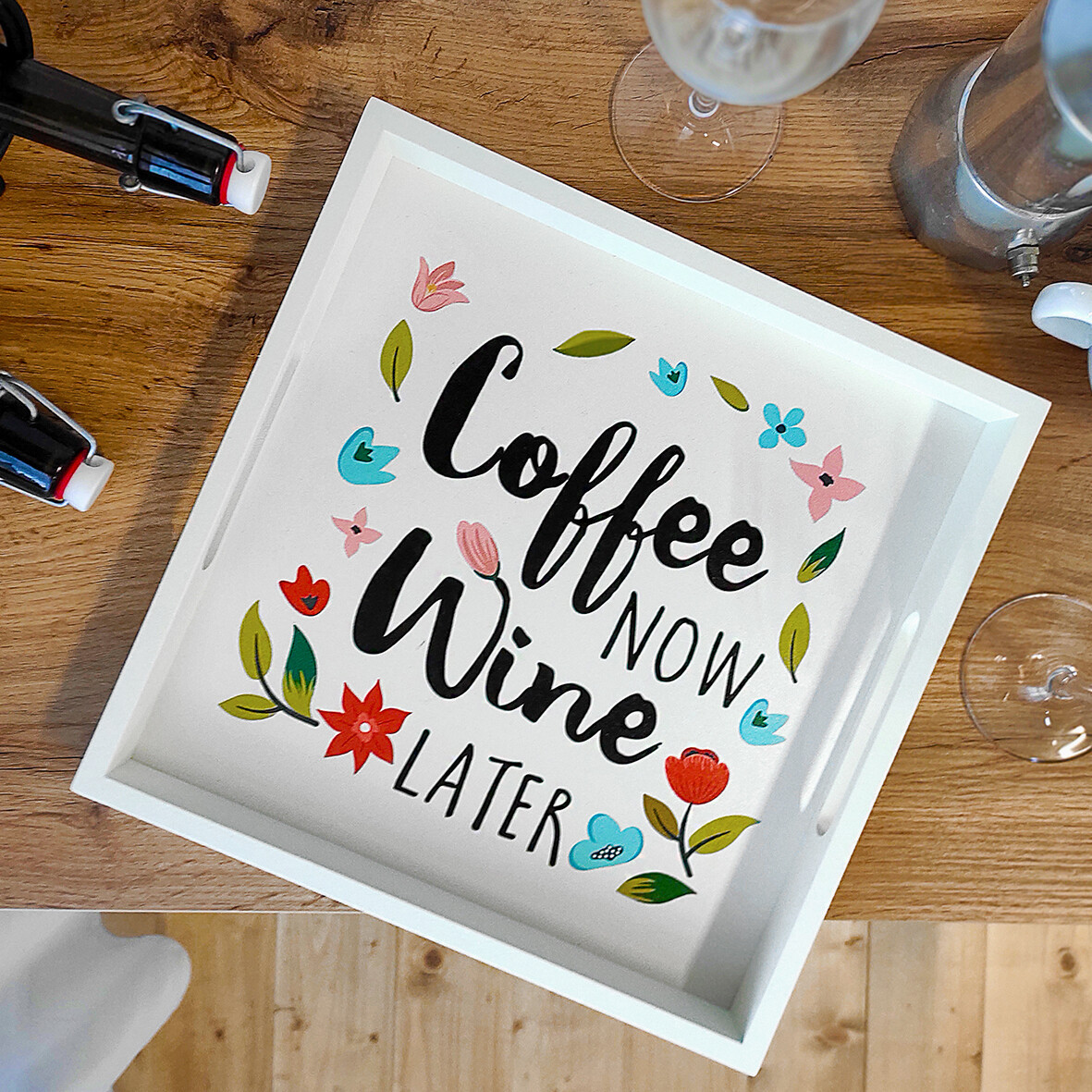 Столик для сніданку в ліжко Coffee now wine later