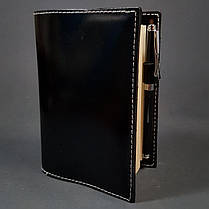 Щоденник А6 чорний шкіряний натуральна шкіра шкіра, фото 4