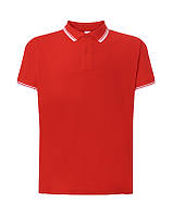 Мужская рубашка-поло JHK POLO REGULAR CONTRAST, красная футболка поло, с контрастными полосами, размер XL