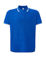 Мужская рубашка-поло JHK POLO REGULAR CONTRAST, синяя футболка поло, с контрастными полосами, размер XL