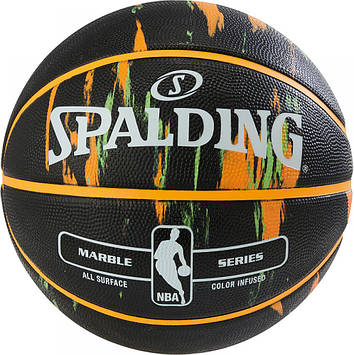 М'яч баскетбольний розмір 7 Spalding NBA Marble Outdoor Black / Orange / Green