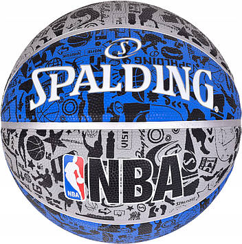 М'яч баскетбольний 7 Spalding NBA Graffiti Outdoor Grey / Blue