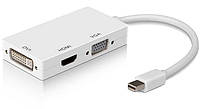 Переходник 3 в 1 Mini DisplayPort -> VGA +HDMI +DVI minidp кабель