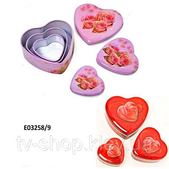 Скринька 3 шт. набір "Серце" (11 см-9 см-7 см), фото 1
