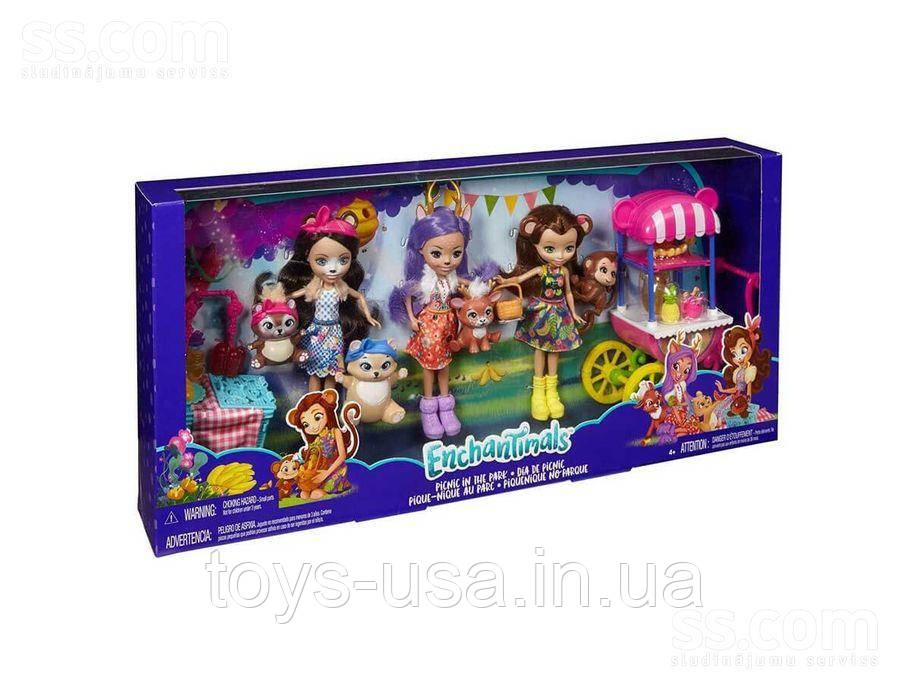 Лялька Энчантималс Enchantimals Picnic in The Park Пікнік у парку 3 ляльки, фото 1