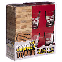 Дженга пьяная башня Drunken Tower Jenga (дер. блоки-60шт, стеклянные стопки-4шт) GB076-1B