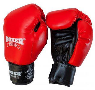 Боксерські рукавички BOXER 14 оz шкірвініл Еліт червоні