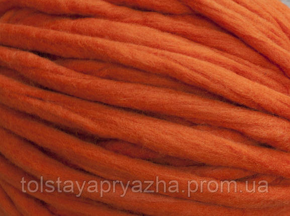 Товста пряжа ручного прядіння Elina Tolina 100100% вовна (оброблена), оранж, фото 2