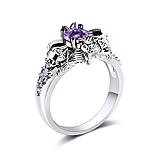 Авторське жіноче кільце зі срібла Череп та Летучі Миші, фото 7