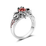 Авторське жіноче кільце зі срібла Череп та Летучі Миші, фото 5