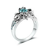 Авторське жіноче кільце зі срібла Череп та Летучі Миші, фото 8