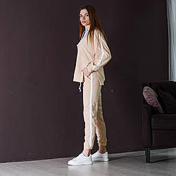 Якісний жіночий стильний модний спортивний повсякденний костюм з лампасом Asos Бежевий Чорний Бордо