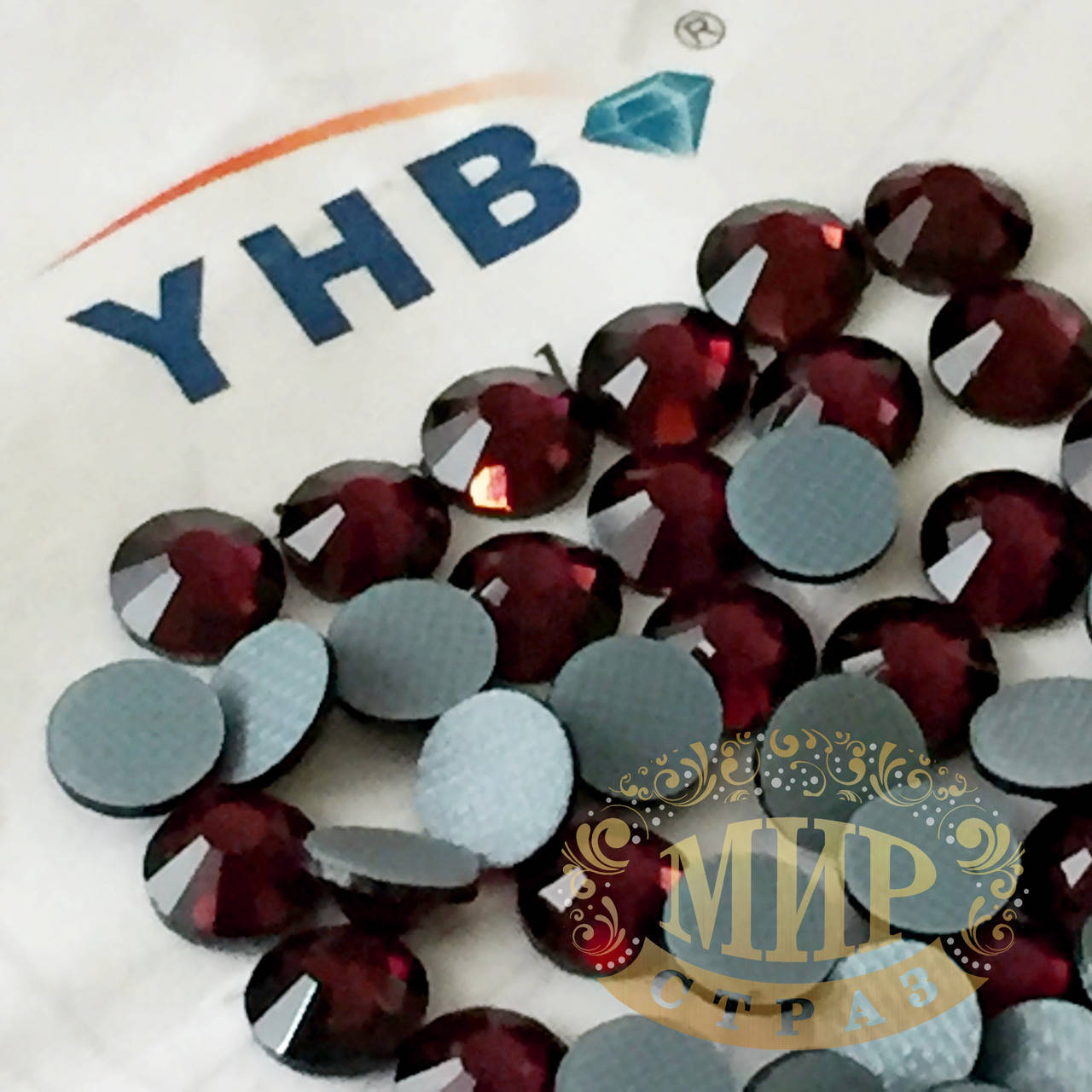 

Стразы YHB Lux, цвет Lt Burgundy, HF, ss16 (3,8-4мм), 100шт