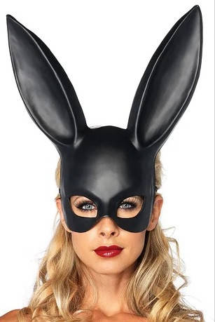 

Милые уши зайца, Маска кролика PlayBoy, черная матовая 38см!