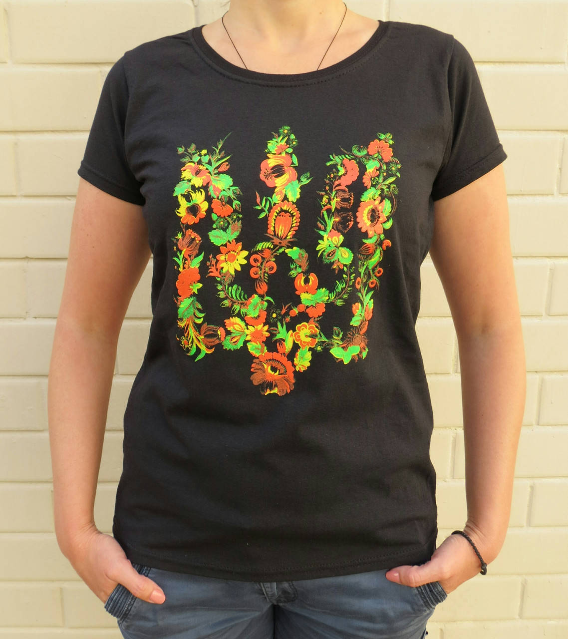 

Футболка Женская Герб Украины Черная. Женские Футболки С Украинской Символикой, Черный