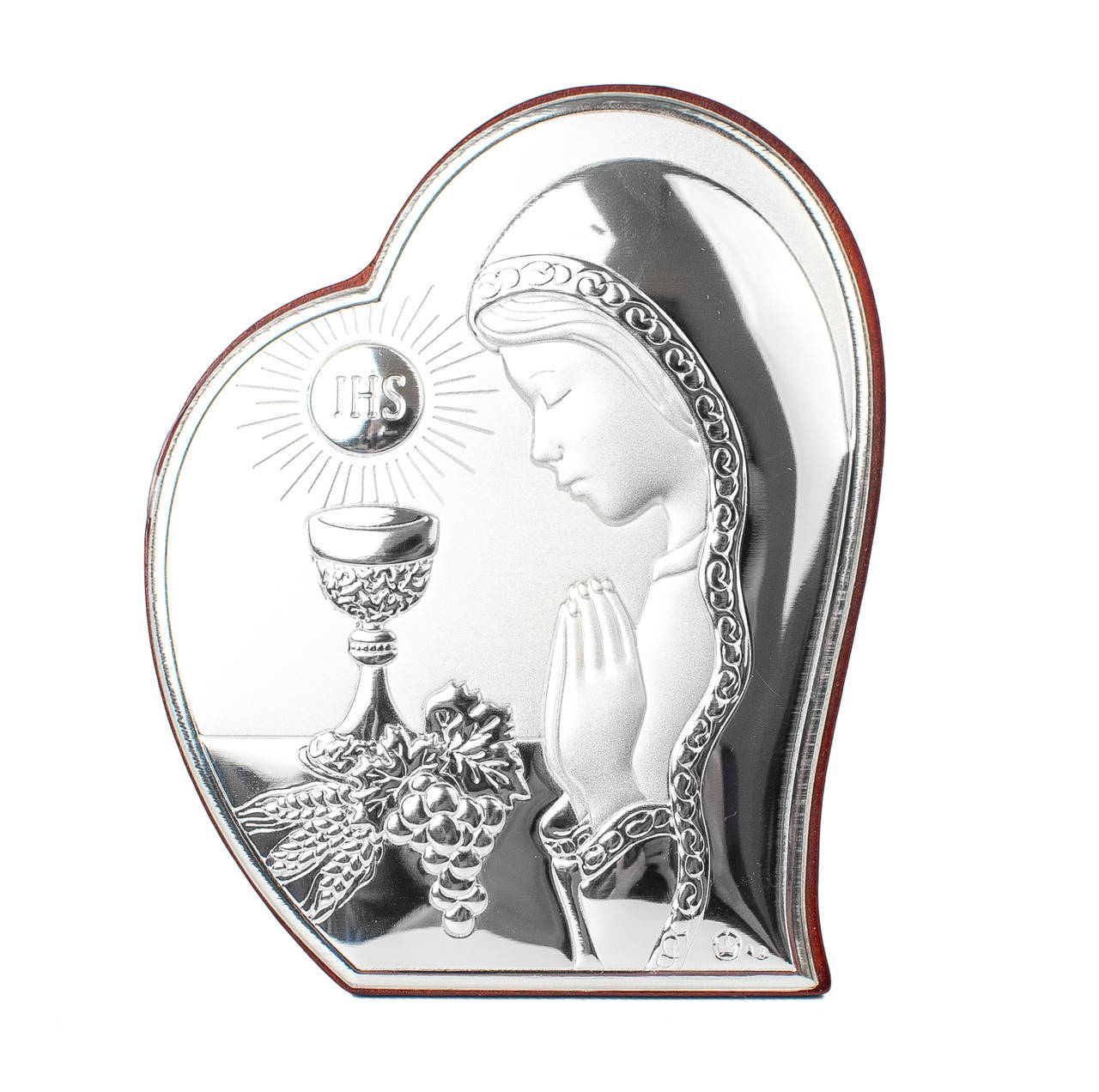 

Серебряная икона "Молитва" 11.5х15см в форме сердца - для ребенка