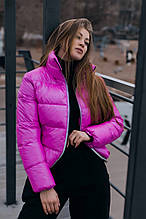 Куртка жіноча весняна осіння демісезонна Bubble рожева Пуховик жіночий демісезонний