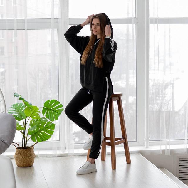 Женский стильный спортивный костюм с лампасом Asos цвета Чёрный Бордо Бежевый Турецкая двунитка XS S M