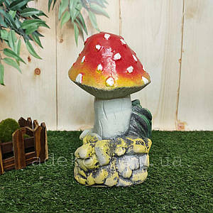 Садова фігура Гриб Мухомор на камені 22 см