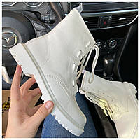 Женские ботинки Dr. Martens 1460 Mono White Lux, белые кожаные ботинки доктор мартинс моно др мартенс
