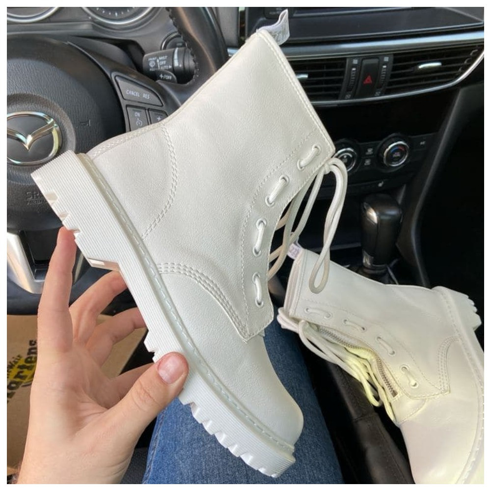Жіночі черевики Dr. Martens 1460 Mono White Lux, білі шкіряні черевики доктор мартінс моно ботінки др мартенс, фото 1