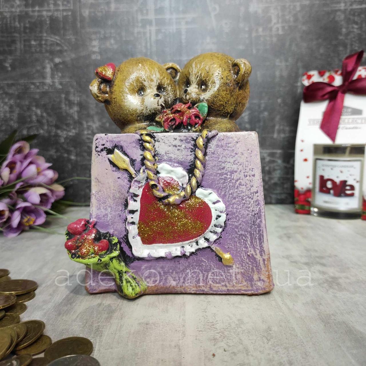 Сувенір-скарбничка Ведмедики Тедді з трояндочками 15 см