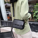 Жіноча класична сумка на пояс крос-боді на три відділи чорна, фото 5