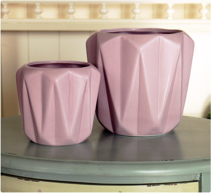 Набір 2-х керамічних горщиків для квітів, колір рожевий h13-17см