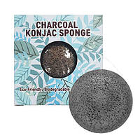 Очищающий спонж конняку Trimay Charcoal Konjac Sponge