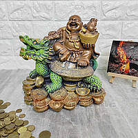 Скарбничка Будда на зеленому драконі 24 см